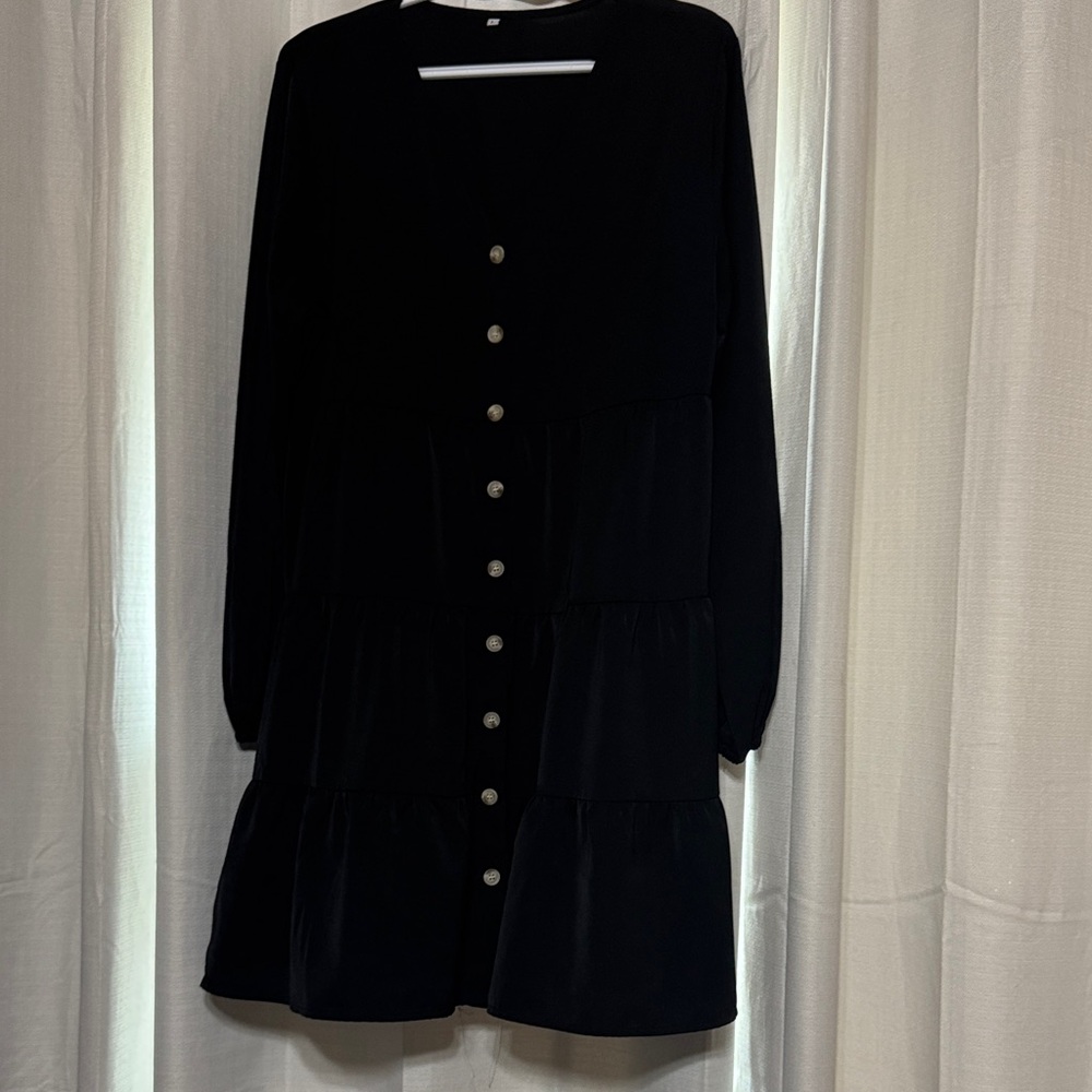 Elegant Black Button-Down Dress
